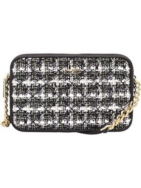 Kate Spade Black Natalia Double Zip Tweed Crossbody Purse Bag